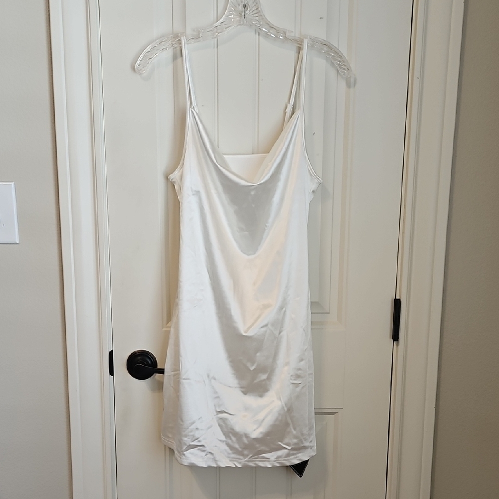 Zaful White Satin Chemise